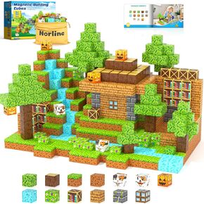 Magnetic Blocks - 100PCS Build Mine Magworld Forest Cottage Set, Kids Building Toys for Boys Girls Age 3-5 4-8 5-7, Construction Craft Sensory Toys Birthday Easter Gifts for 3+ Years Old