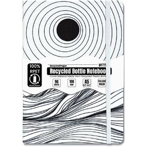 Better Office Products Recycled Plastic Bottle Notebook Journal, 8.3" x 5.8" (A5), 192 College Ruled Pages, Hardcover, Inner Pocket, Banded, Cover Made of Plastic Bottles (1, Black)