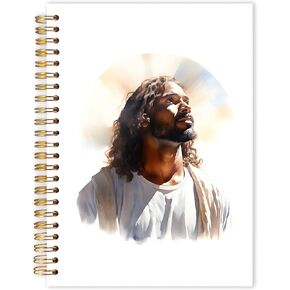 Qabliqo Jesus Christian Spiral Notebooks, Christian Gift Journal for Women, Daisy Flower Field Jesus Hugging Journals for Woman, Religious Notebook for Note Taking, 5.5x8.3 Inch