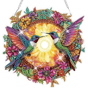 HEIBAGO Gnome Hanging Diamond Art Kits for Adults, Halloween Special Shaped Crystal Diamond Painting Ornament Kit, Fall DIY Double-Sided Pattern Gem Art Kit for Home Wall Decor 8.3x8.3inch
