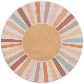 Mouse Pad，Boho Rainbow Sun Round Mousepad，Small Non-Slip Rubber Gaming Pads，Office Dorm Computer Laptop Mouse pad 7.9 x 7.9 Inch Mid-Century Modern Prints Boho Decorate Mousepad