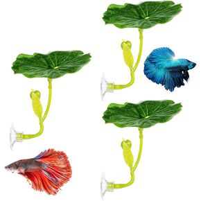 3 Pcs Betta Fish Bed Leaf Betta Suction Cup Tank Decor Green Hammock for Fish Spawning Grounds Leaf Pad Leaves Simulates Natural Habitat Comfortable Resting Bed