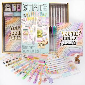 STMT D.I.Y. Journal Set, 70-Sheet Hardcover Spiral-Bound Journal Kit, Over 35 Stationery Supplies, Including Journal Stickers, Frames, Pen, Keychain, Glue Stick & More, Journaling Kit, Girls Journal