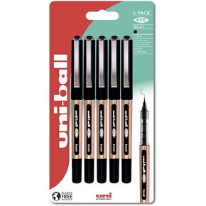 uni-ball UB-150-10 Eye Rollerball Pens. Premium Broad 1.0mm Ballpoint Tip for Super Smooth Handwriting, Drawing, Art, Crafts and Colouring. Fade and Water Resistant Liquid Uni Super Ink. 5 Pack Black