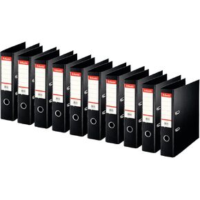 Esselte Standard, Pack of 10 Lever Arch Files, Black, 75 mm Spine, A4, PP, 320250