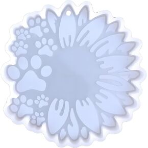 Sunflower Dog Paw Silicone Molds for Epoxy Resin Crafts, Shiny Gloss Keychain Molds, DIY Jewelry Making Supplies for Resin Pendants, Charms, Pet Memorial Ornaments