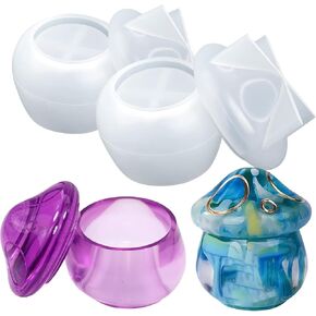 2PCS Jar Resin Molds Silicone with Lid, Silicone Creative Pot Molds for Epoxy Resin Casting, Candy Jewelry Storage Boxes, Home Decoration, DIY Crafts