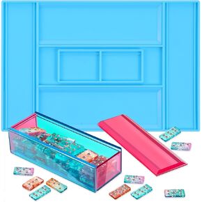 Dominoes Storage Box Resin Molds Domino Silicone Molds Dot Resin Mold Dominos Epoxy Resins Mold for DIY Craft Tool Jewelry Home Decoration Dominos Game Silicone