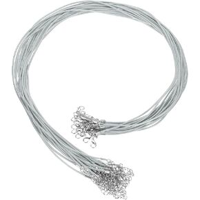 HARFINGTON 20Pcs Waxed Necklace Cord Bulk Brown 1.5mm Dia 24" Necklace String Rope with Chain Clasp for Pendants Bracelets Jewelry Making Supplies Accessories