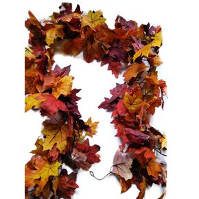 Custom Length Autumn Leaves Garland – Realistic Faux Maple Leaf Garland for Fall Home Decor, Thanksgiving, Mantel, Table, Doorway, Wall or Porch – Cozy Seasonal Decoration