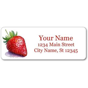 Personalized Return Address Labels - Colorful Fruits (Strawberry) 60-1000 Full Color Self-Adhesive Stickers