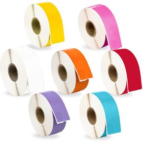 HOUSELABELS Compatible DYMO 30252 YL, PK, GN, OR, RD, LAV, BL Address Labels (1-1/8"x3-1/2), Permanent Adhesive, Compatible with DYMO LW 450, 4XL, Rollo & Zebra Desktop Printers, 7 Rolls/2450 Labels