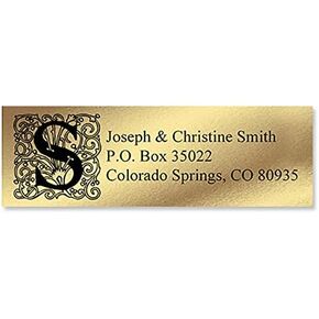 Foil Initial Personalized Return Address Labels- Set of 144, Large Self-Adhesive, Flat-Sheet Labels By Colorful Images