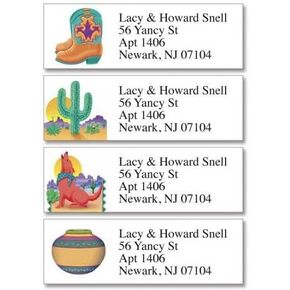 Southwestern Small Return Address Labels (4 Designs) - Set of 240 2" x 5/8" Self-Adhesive, Flat-Sheet labels