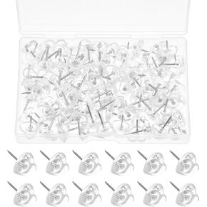 Clear Thumb Tacks, 100 Pcs Small Clear Push Pins Heart Shaped Cute Tacks for Posters Office Photo Maps School Office Cork Board Wall Hanging