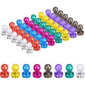 Set of 48 Colorful Strong Magnet Push Pins – Perfect for Whiteboards, Fridges, Maps, Calendars & More, Ideal for Home, Office & School