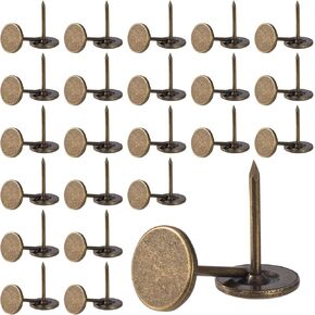 100pcs Metal Thumb Tacks, Heavy Duty Flat Head Push Pins, Upholstery Tacks for Fixing Photos Notes Maps Wall Decorations Home Decor- Bronze
