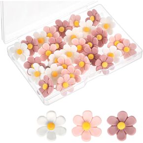 30PCS Flower Push Pins for Cork Board, Ymapinc Cute Push Pins, Decorative Push Pins for Bulletin Board, Photo Wall, Map, Office, School or Home, White and Pink Push Pins