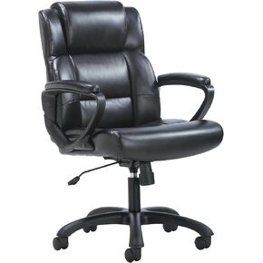 HON Sadie Executive Chair, Ergonomic Leather Office Chair with Chrome Arms and Back Support, for Computers, Desks, Home Offices, 360 Swivel, Black