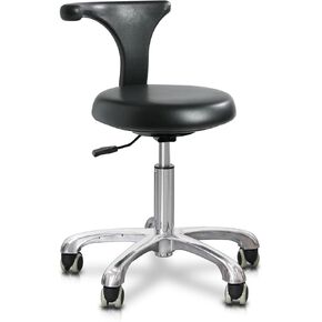 Standard Rolling Stool with Backrest Dental Nurse Chair Height Adjustable Stool Drafting Chair for Office Kitchen Clinic and Lab-Black