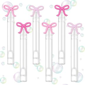 24 PCS Pink Bow Party Favors Mini Bubble Wand,Pink Bow Theme Party Favors Toys for Birthday Decorations,Pinata Goodie Bag Stuffers（3 Style）