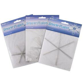 The Beadsmith Metal Wire Snowflake Form - Fun Beading Project - Stainless Steel - Three Sizes (3.75", 4.5" and 6 inches) Variety Pack (21 Snowflakes)