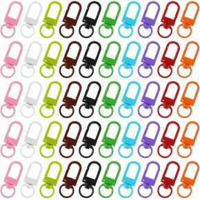 50PCS Colorful Metal Lobster Claw Clasps Swivel Lanyards Snap Hooks Strap with Key Rings Key Chains Connector Purses Straps Bag Charm DIY Accessories for Bag Jewelry Making, 10 Colors
