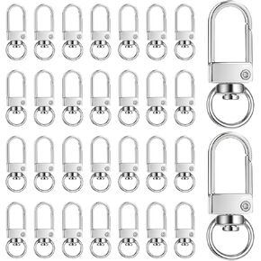 30PCS Silver Metal Lobster Claw Clasps Swivel Lanyards Snap Hooks, Lobster Claw Clasps for Keychains Backpack Charms Jewelry Making Purse Bags Keychain Connector DIY Art Crafts