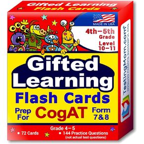 CogAT Test Prep Flash Cards Grade 4 (Level 10) - Grade 5 (Level 11) 140+ Practice Questions Tips for Higher Scores on The CogAT Verbal & Non-Verbal
