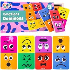 SPARK & WOW Emotions Dominoes | Set of 28 | Match and Identify 7 Expressions | Social-Emotional Learning Game for Kids