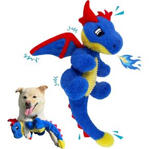 Original Blue Dinosaur Dog Toy Stuffed Animal, Soft Dog Squeaky Toys, Plush Toy for Small Medium Dogs, Puppy Toys and Surprising Dogs Birthday Gifts