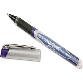 SKILCRAFT 7520-01-587-7787 Fine Point Liquid Magnus Comfort Grip Roller Ball Pen, 0.7mm Size, Blue Ink (Pack of 4)