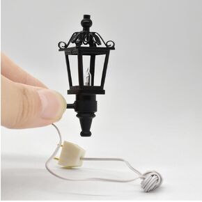 iLAND 1/12 Scale Accessories of Dollhouse Lights, Classic Miniature Lamp for Dollhouse Decoration, Beautiful Mosaic Lattice Pendant Light w/Plug