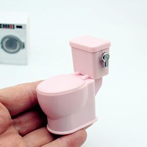 1/12 Dollhouse Simulated Flushing Toilet with Flushing Sound Dollhouse Bathroom Furniture Decoration Dolls House Accessories