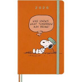 Moleskine Limited Edition Peanuts 'Snoopy' 12 Month 2026 Weekly Planner, Hard Cover, Large (5" x 8.25"), Cadmium Orange, 208 pages