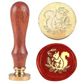1pc Vintage Wax Seal Stamps Squirrels Sealing Wax Stamps 25mm Removable Brass Stamp Head with Wooden Handle for Envelopes Invitations Wedding Embellishment Bottle Decoration