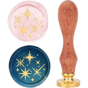 CRASPIRE Star Wax Seal Stamp 25mm Sealing Wax Stamps Retro Rosewood Handle Removable Brass Head for Wedding Invitations Envelopes Halloween Christmas Thanksgiving Gift Packing
