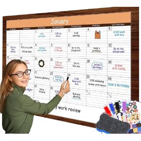 Dry Erase Monthly Extra Large White Board Calendar for Wall 32x48in FarmHouse Rustic Laminated Undated 1Month Whiteboard Calendar Erasable Reusable Wall Calendar for School Home Office Plan