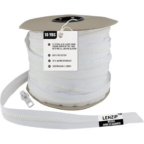 ez-sptend #10 Lenzip Chain Vislon Zipper بواسطة الفناء مع قفل المتزلجون. وسائد القوارب ، وأكياس الخمشة ، وحزم الظهر ، والخياطة ، والاستبدال السوستة (10 ياردة و 8 سحب واحدة)