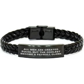 Payroll Clerk Gifts from Friends - Braided Leather Bracelet for Payroll Clerk on Christmas