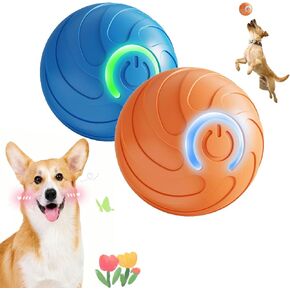 Duraspin Dog Ball, Dura Spin for Large Dogs, Alizure Smart Jumping Dog Toy, Interactive Automatic Rolling with Lights, Viral Duraspin Dogballs That Moves on Its Own (2 Mix)