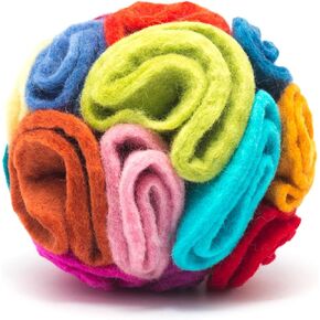 Glaciart One Snuffle Ball for Dogs - 5"x5" Treat Dispensing Puzzle Toy for Small & Medium Breeds - Mental Stimulation, Slow Feeding, and Interactive Play - Durable, Natural Wool, Machine Washable