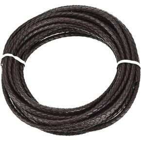Round Braided Leather Cord 4mm Bolo Leather Cord String Rope for Jewelry Making, Necklaces, Bracelets, Wraps, Crafts, 5m/16.4ft, Black