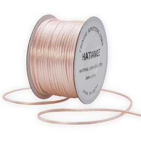 2mm Satin Rattail Cord Gold String - 55Yds Chinese Knotting Cord Rat Tail Silk Cord for Bracelet Necklace Jewelry Making Macrame Trim