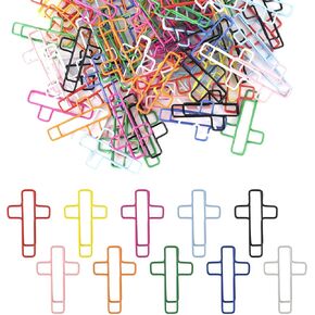 100pcs Cross Paper Clips, Colorful Bible Paperclips Christian Journal Clamps Bible Study Supplies for Christian Women Men