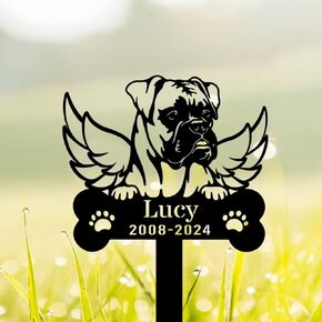 Personalized Boxer Dog Memorial Stake, Boxer Sign, Pet Grave Marker, Boxer Loss Sympathy Sign, Dog Remembrance Stake, Dog Memorial Gift, Outdoor Garden Statues, Cemetery Garden Yard Lawn Decor
