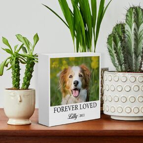 Forever Loved Personalized Pet Memorial Frame, Dog Memorial Gift, Pet Loss Wooden Box, Custom Pet Gifts, Personalized Photo Gift, Bereavement Gifts for Loss of Dog Cat, Tabletop Frame