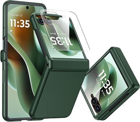 CENMASO for Motorola Razr 2024 Case, Razr 2024 Case with Hinge Protection & Built-in Screen Protector & Magnetic Ring Stand, Ultra-Thin Full-Body Shockproof Rugged Phone Case for Moto Razr 2024-Black in Saudi Arabia