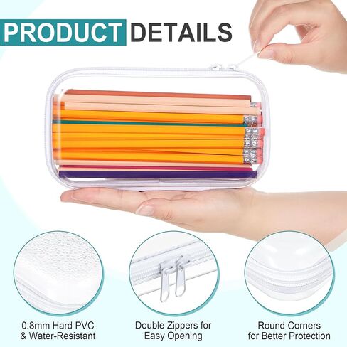 15 Pcs Clear Hard Shell Zipper Case Plastic Bins Transparent Double Zippers Hard Pouch Clear Plastic Storage Box Containers for Building Blocks Cosmetics, Puzzles(7.5 x 4 Inches) in Saudi Arabia