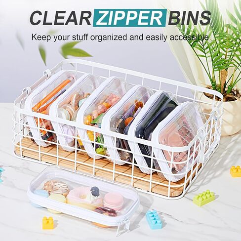 15 Pcs Clear Hard Shell Zipper Case Plastic Bins Transparent Double Zippers Hard Pouch Clear Plastic Storage Box Containers for Building Blocks Cosmetics, Puzzles(7.5 x 4 Inches) in Saudi Arabia